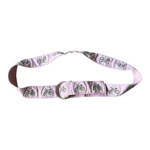 J. Crew Pink D Ring Belt With‎ Green Bicycles